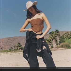 Understated Leather Handkerchief Leather Top in Brown